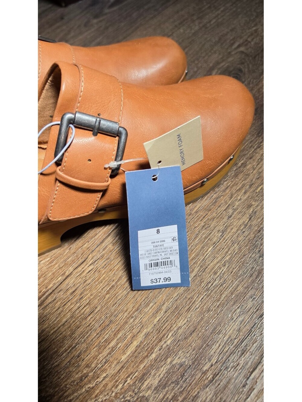NWT Universal Thread Brown Faux Leather Clog Mules Buckle Detail Size 8, #120 - Picture 4 of 8